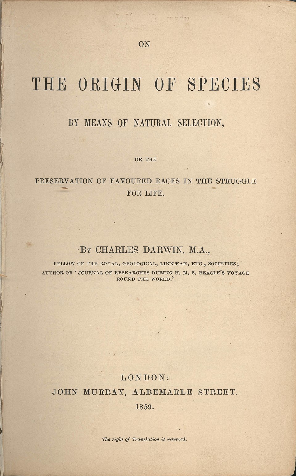 On the Origin of Species - Charles Darwin